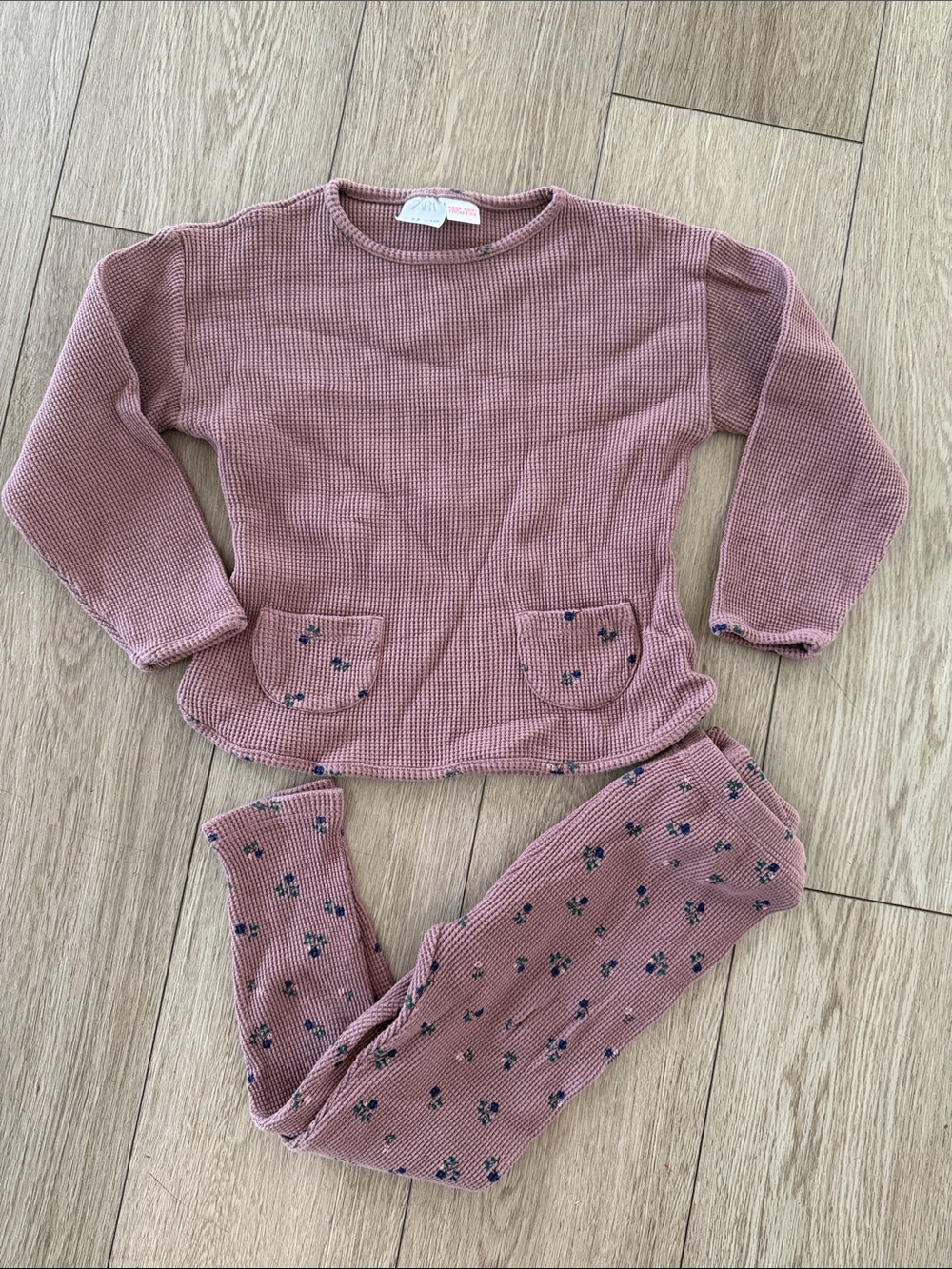 Zara floral waffle matching set size 4-5 years